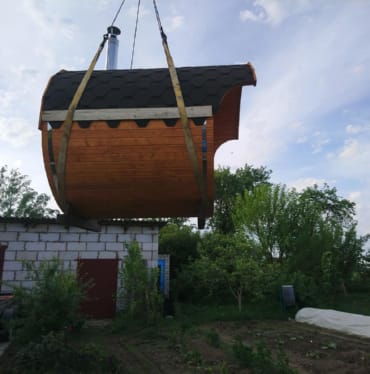 Купить баню бочку № 497 в таре по цене от 370088 руб. цена в таре от 370 088 руб.